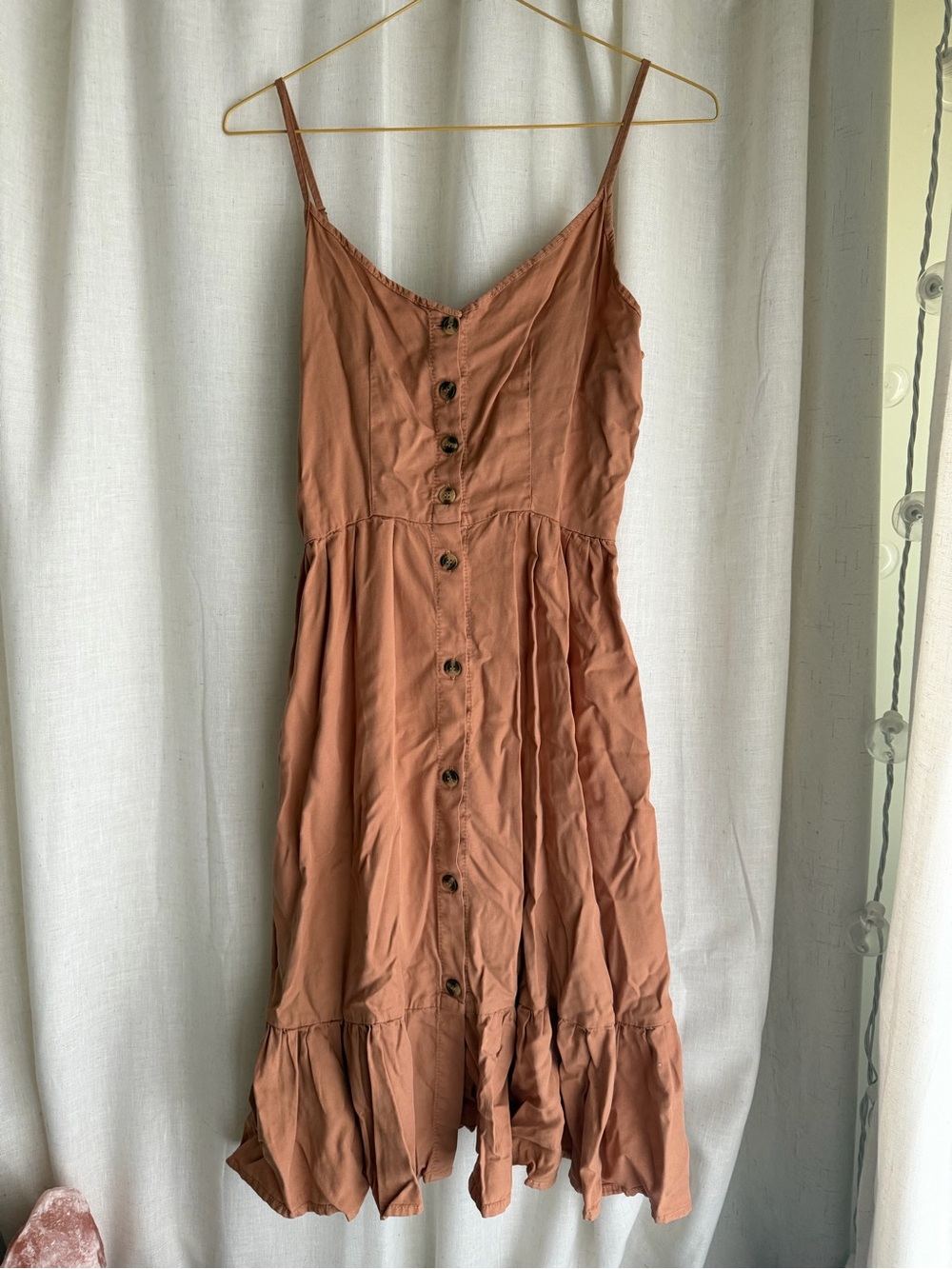Love Tree Rust Button-Front Mini Sundress - Picture 2 of 4